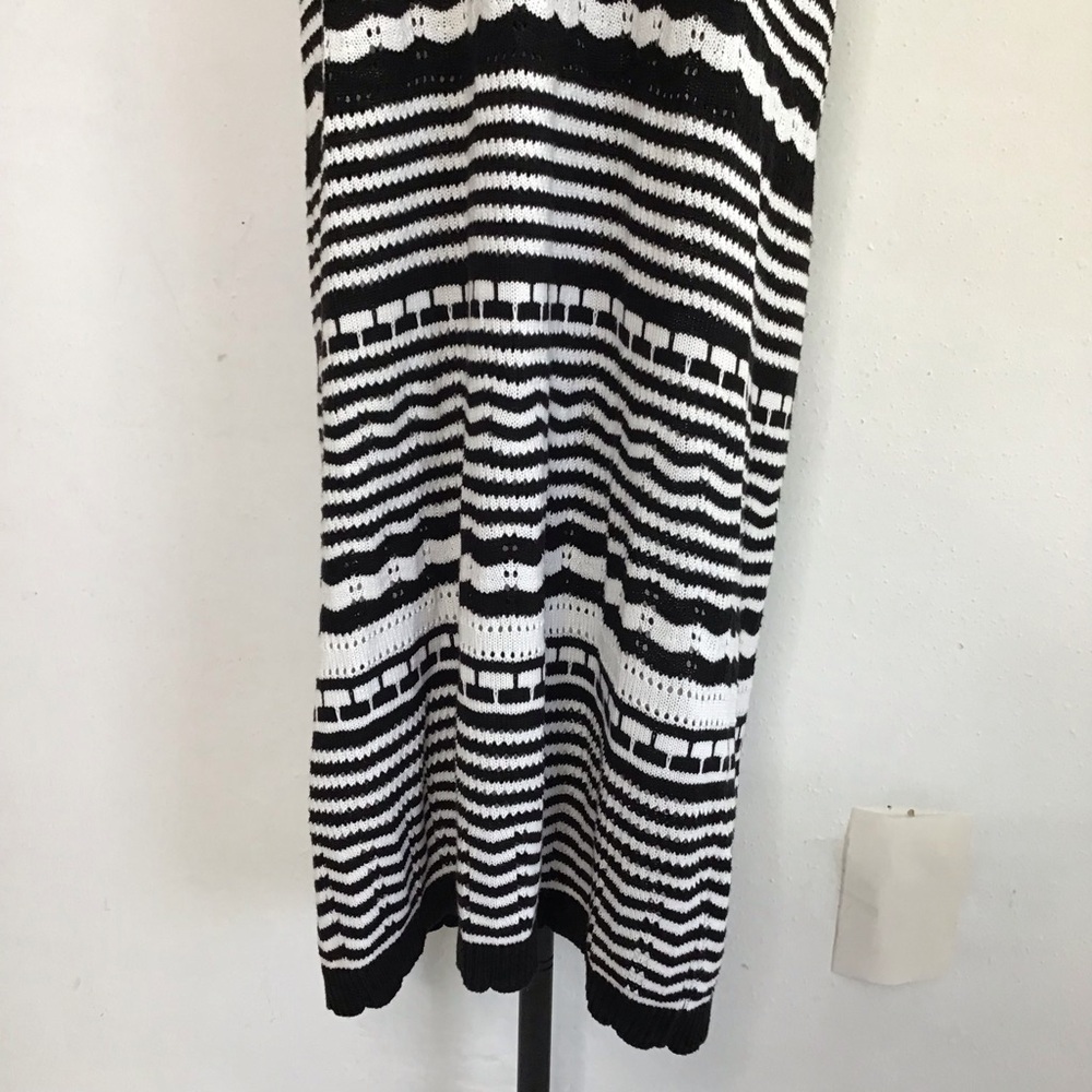 Joie Women Elegant Black White Monochrome Striped Knit Crochet Maxi Dress XL - Picture 6 of 11
